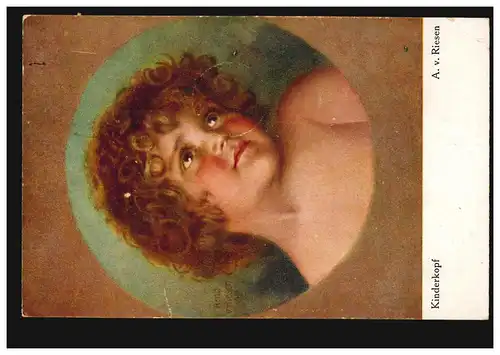 AK A.v. géants: tête d'enfant, censure AACHEN VILLE 21.3.1918