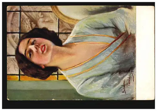 AK Artiste M. Nowicka: Marzenie - Portrait de femme - Le rêve, inutile