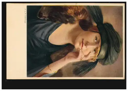 AK R. & M. Dührkoop: portrait féminin avec bandeau, non utilisé