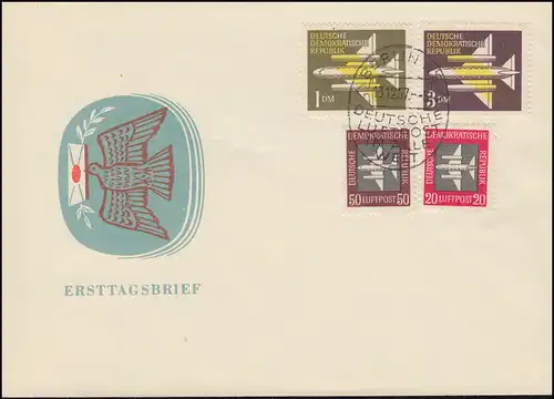 609-615 timbres postaux 1957 - jeu sur FDC 1 + FDP 2