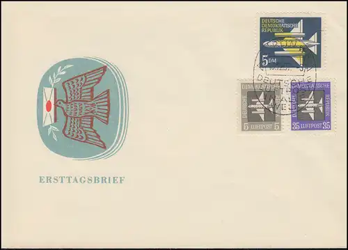 609-615 timbres postaux 1957 - jeu sur FDC 1 + FDP 2