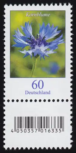 3468 Kornblume 60 Cent 500er, mit KLEINER Nummer und Codierfeld **