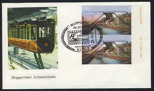 2171 Wuppertal, Paar mit Zudruck Naposta und Datum, FDC Wuppertal 24.5.2001