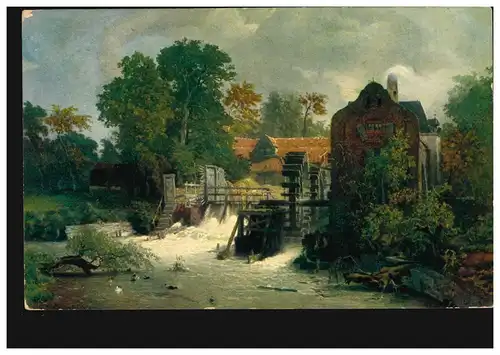 Künstler-AK A. Achenbach: Westfälische Wassermühle, WIESELBURG a.d. ERLAF 1916