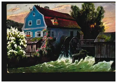 AK Artiste Bleu Watermühle, BIBEN BUNKEN 1909