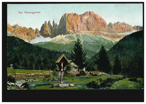 Ansichtskarte von 1906: Der Rosengarten - Bergmassiv der Dolomiten in Südtirol