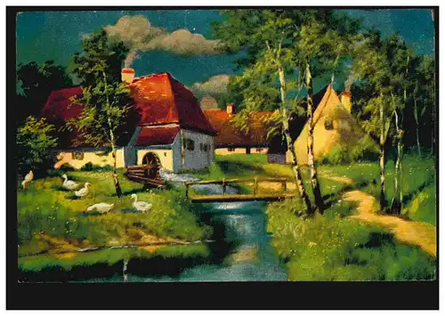 AK Artiste B. Pelleter: Village-Idyll, Editeur O.G.Z.-L., non utilisé