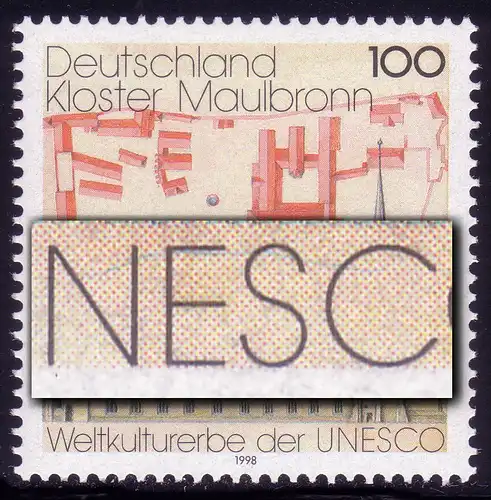 1966 Maulbronn: blauer Strich durch NESC bei UNESCO, Feld 6 **
