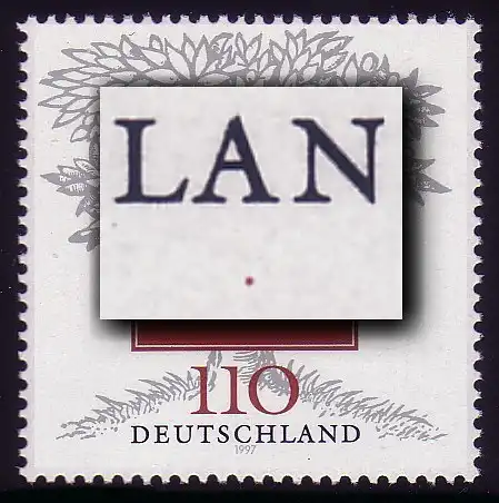 1961 Tersteegen avec PLF point rouge-brun sous A d'ALLEMAGNE, case 10, **