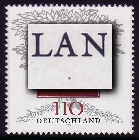 1961 Tersteegen mit PLF rotbrauner Punkt unter A von DEUTSCHLAND, Feld 10, **