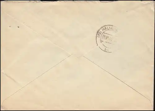 Landpost Ellenberg sur SALZWEWDEL R-Lettre Not-R-Zettel 29.12.48 n. Halle/Saale