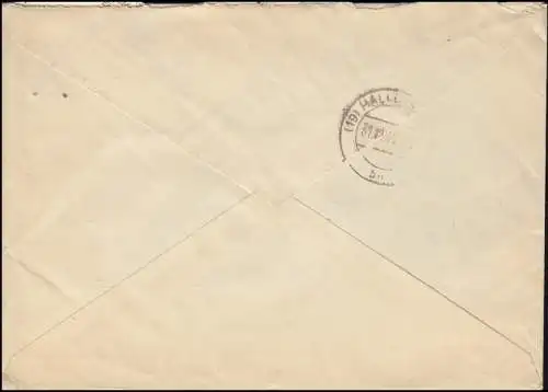 Landpost Ellenberg sur SALZWEWDEL R-Lettre Not-R-Zettel 29.12.48 n. Halle/Saale