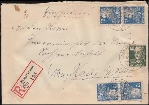 216 Engels et 225 Hegel comme lettre de MiF R SANGERHAUSEN 5.11.1948 à HALLE/SAALE