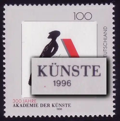 1866 Kunstakademie mit PLF roter Fleck links von 1996, Feld 6, **