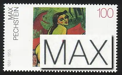 1843 Pechstein mit PLF Fleck oben am M von MAX, Feld 3 **