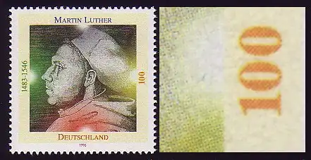 1841 Luther mit PLF blauer Strich links von der 100, Feld 6 **