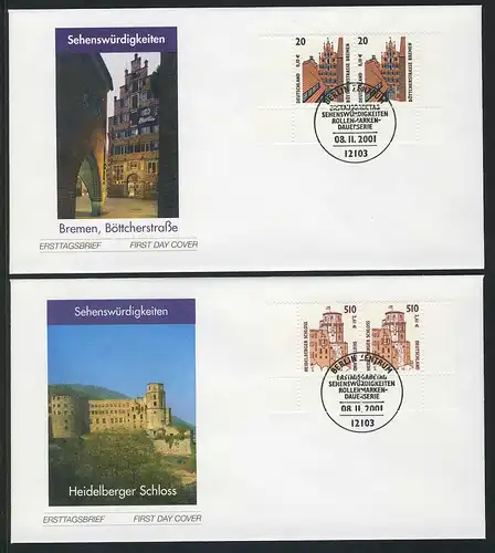 2224-2225 SWK Bremen et Heidelberg 2001 en tant que couples sur FDC ESSt Berlin