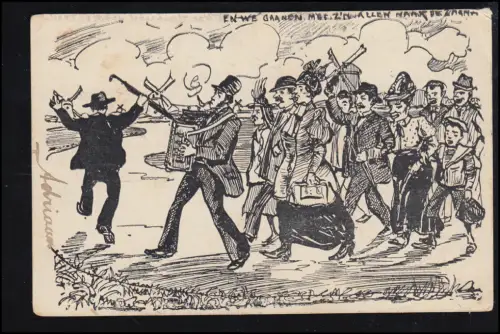 Musique de marche d'artiste AK - Déménagement de musique drôle avec moulin à vent, marqué