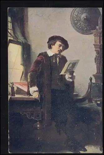 AK Pieneman: Rembrandt dans son atelier, maison d'édition M.K.B., non utilisé