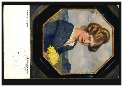 AK Corneille Max: Femme avec fleurs clés, MUNICH 29.3.1914