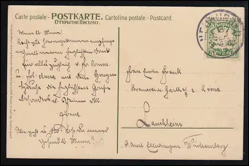Voyage en montagne AK Artiste: La tranquillité de la diligence postale, NOUVEAUBURG a.D. 18.9.1907