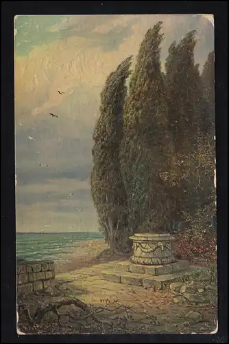 Ölkunst-AK Costantin Hölscher: Am Poseidonstein, NAUMBURG (SAALE) 16.5.1927