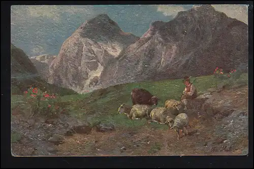 AK Oilkunst-A Christian Mali: Le Bub de berger, édition Degi, marqué en 1930