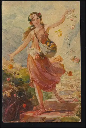 Ölkunst-AK Das Mädchen aus der Fremde, Degi-Verlag, beschriftet