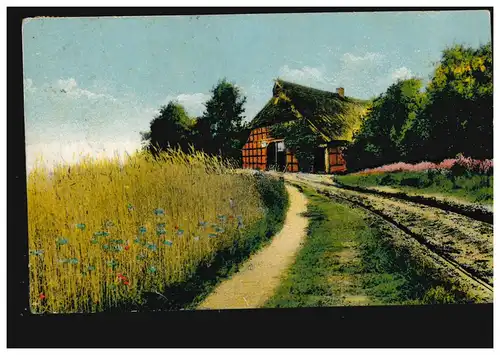 Künstler-AK Sommerzeit - Bauernhof und Getreidefeld, BOCHUM 1.3.1920