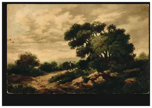 Künstler-AK Landschaftsbild mit Bauer und Sense, Groß-Fullen 23.7.1926