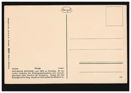 Künstler-AK Wilhelm Hunger: Marga, Stengel-Verlag, ungebraucht
