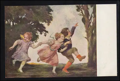 Künstler-AK L.v. Zumbusch: Das Vogelnest - Spielende Kinder, ungebraucht