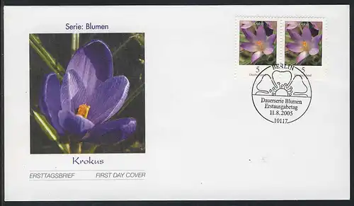 2480A Blume 0,05 Euro Elfenkrokus, Paar FDC Berlin