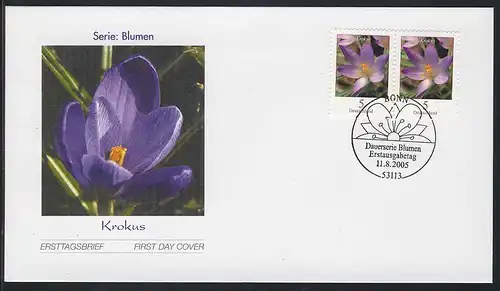 2480A Blume 0,05 Euro Elfenkrokus, Paar FDC Bonn