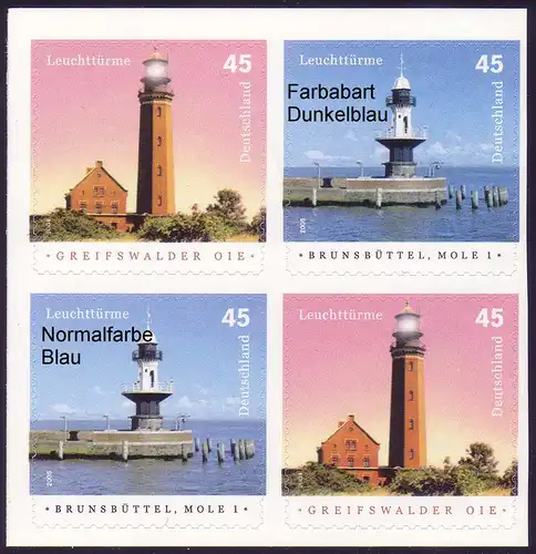 2478b Phare Brunsbüttel - Couleur bleu clair sur la case 2, **