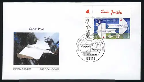 2387 Post Grußmarke Papierflugzeuge auf FDC ESSt Bonn