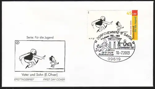 Marke aus Block 63 Jugend auf FDC: ESSt Dorfchemnitz/Sayda