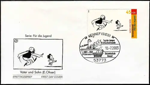 Marke aus Block 63 Jugend auf FDC: ESSt Hennef