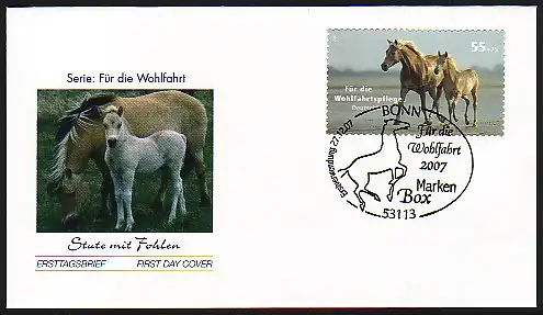 2635 Pferde SELBSTKLEBEND aus Rolle, FDC EV-O Bonn