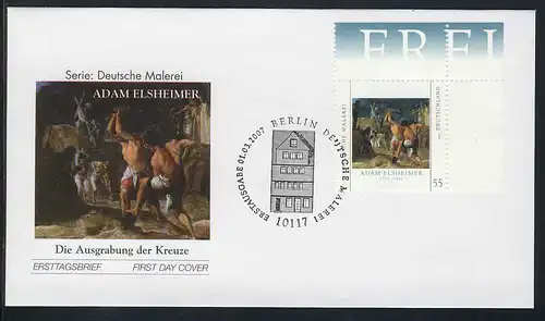 2591 La peinture allemande Adam Elsheimer - coin supérieur droit sur FDC Berlin