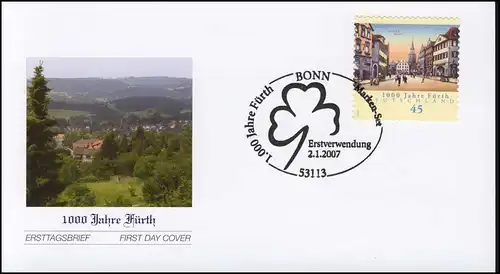 2584 Fürth SELBSTKLEBEND auf FDC EV-O Bonn