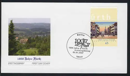 2580 Fürth mit Oberrand auf FDC ESSt Berlin