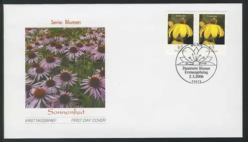 2524 Blume 0,65 Euro Sonnenhut, Paar auf FDC Bonn