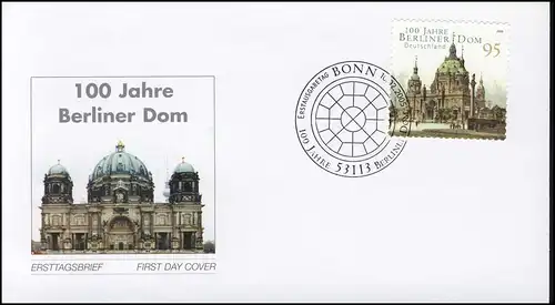 2446 Berliner Dom - selbstklebend aus MH 57 auf FDC Bonn