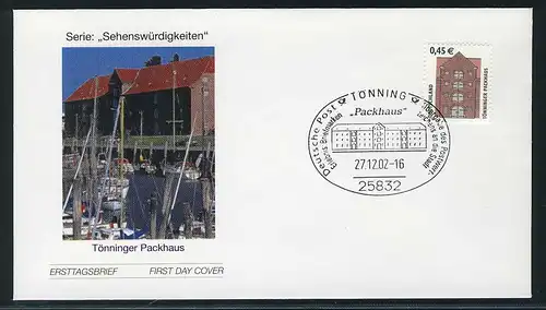 2299 SWK 0,45 Euro Tönninger Packhaus auf FDC ESSt Tönning
