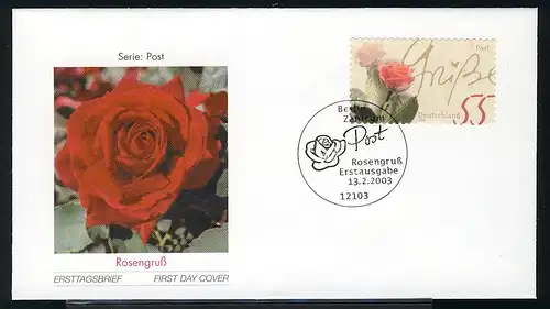 2321I Salut Rosen - Adhésif MH 51 sur FDC Berlin 13.02.2003