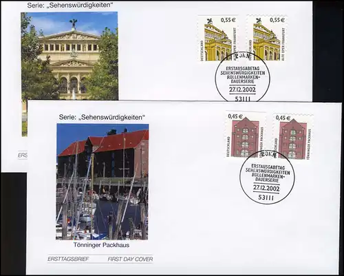 2303-2304 SC 2002 sk, 4 valeurs BC/BD sur FDC ESSt Bonn