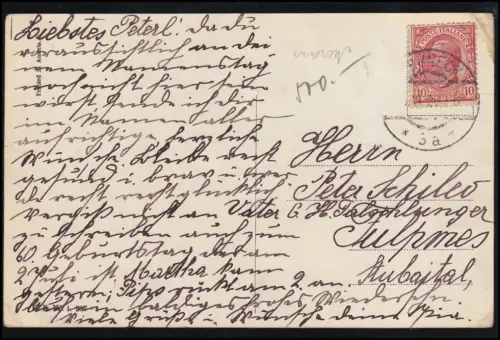 humour-AK Patek: Replantation - Roses dans le chapeau sont arrosées, courues 1920