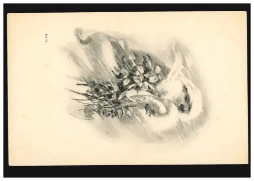 USA AK Artiste femme avec des fleurs en tempête d'hiver, inutilisé