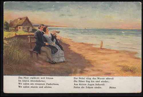 AK Artiste R. de Witt: La mer brillait loin ... Heine, inutilisé